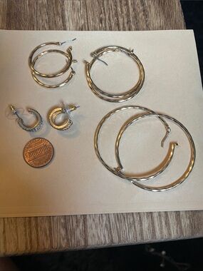 Four Sets of Gold Hoop Earrings